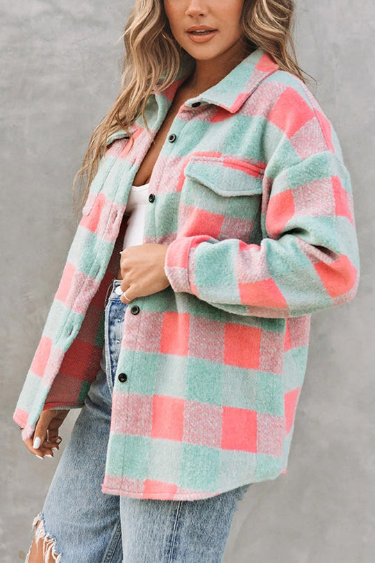 R&B | Karo Farbblock Freizeit Übergroße Jacke