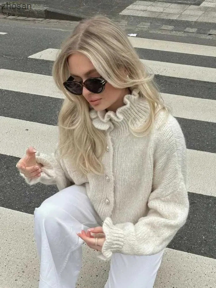 R&B | Stilvoller Damen-Cardigan mit Knöpfen und Stylischem Kragen