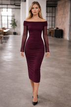 Damen Ärmelloses Maxi-Kleid mit Rüschendetails und schulterfreiem Design R&B