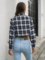 R&B | Gekürzte Hemdenjacke Kariertes Muster Trendige Passform
