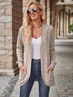 R&B | Damen Freizeit Strickfleeceweste Mit Langen Ärmeln