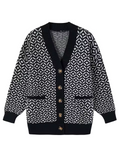 R&B | Strickjacke mit geometrischem Muster und Knopfleiste