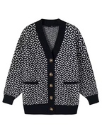 R&B | Strickjacke mit geometrischem Muster und Knopfleiste
