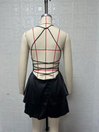 R&B | Halter einfarbig Strapskleid kurz