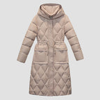 R&B | Winter Lange Gefütterte Jacke für Damen Ideal für Kaltes Wetter