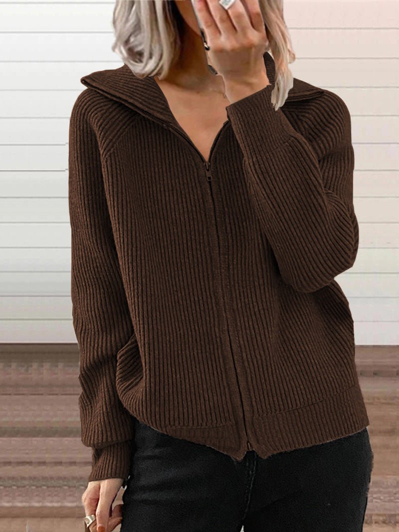 R&B | Gemütlicher Baumwolle Strick Zip-Up Pullover Jacke