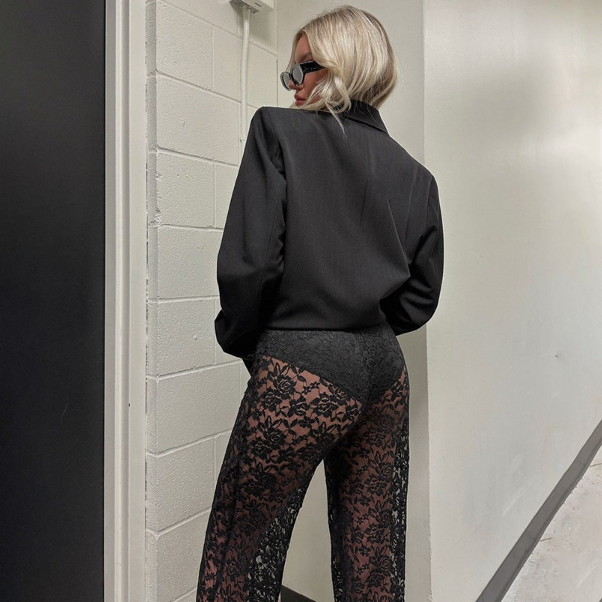 R&B | Spitze Perspektive hohe Taille Spleißen lange gerade Hose