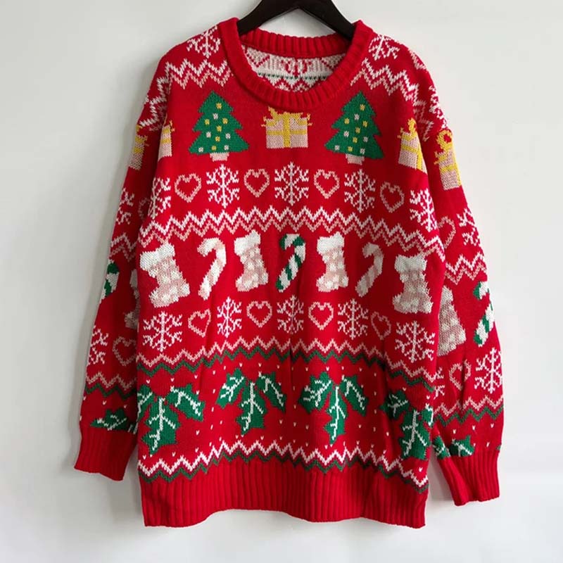 R&B | Weihnachtlicher Strickpullover Mit Schneeflockenmotiv