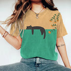 R&B | Black Cat Painting Kunst Kreatives T-Shirt für Frauen
