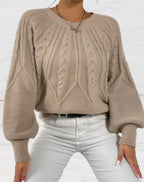 R&B | Eleganter Pullover - Beiger Pfeil-Stil Strickpullover