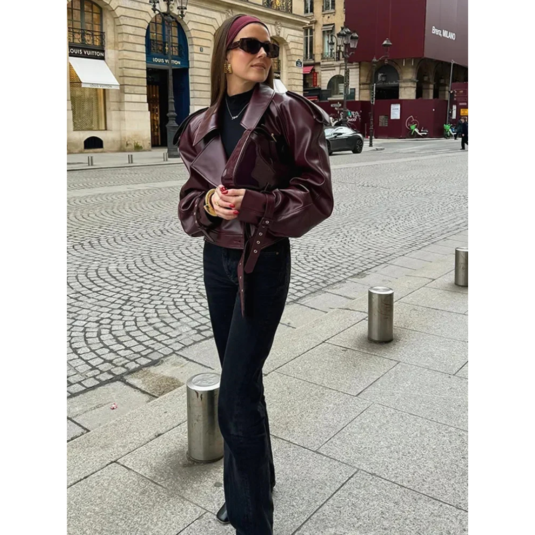 R&B | Übergröße Statement Cropped Jacke Gürtel Design