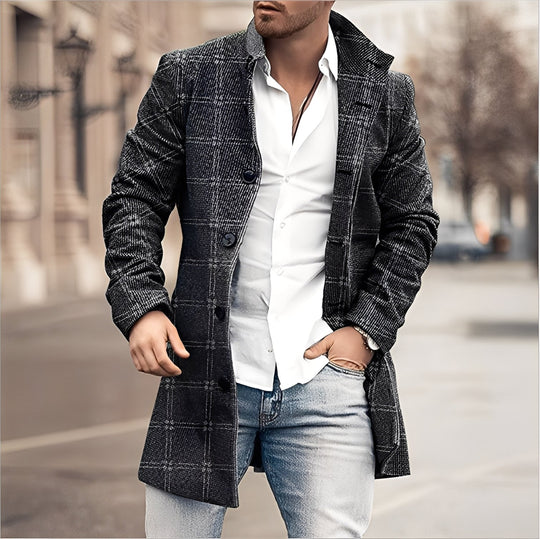 R&B | Lässiger Langer Tweed-Mantel für Herren
