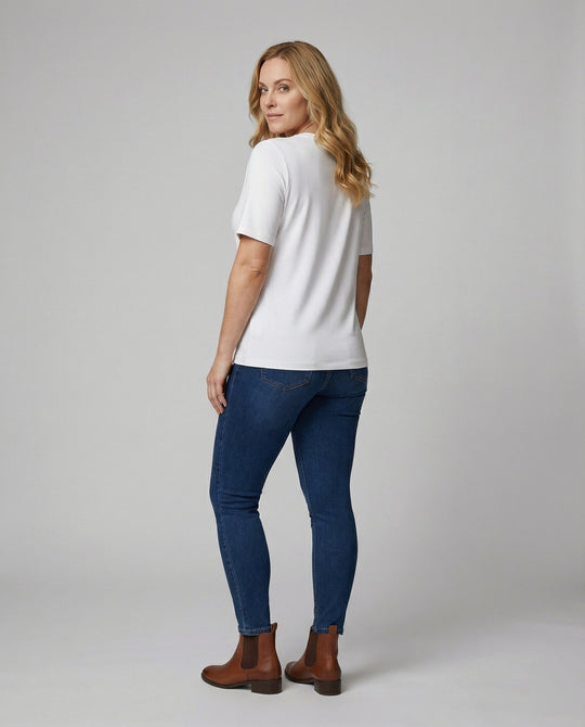 R&B | Bluse Stylischer V-Ausschnitt Sommer Weiß Top