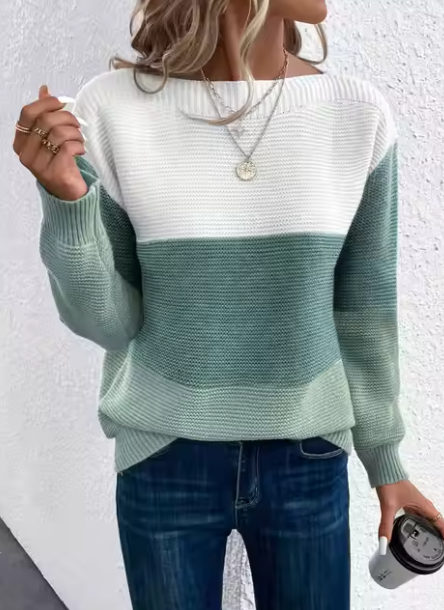 R&B | Elegante Dreifarbige Patchwork-Pullover