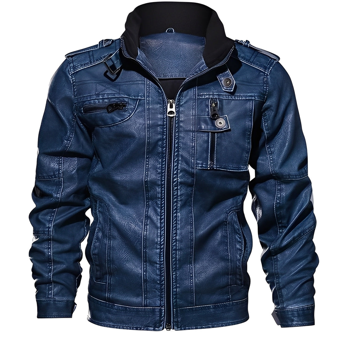 R&B | Klassische Lederjacke mit Taschen für Männer