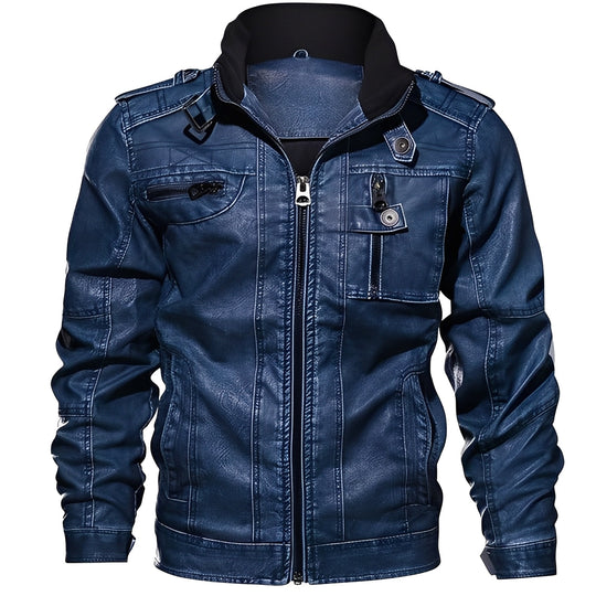 R&B | Klassische Lederjacke mit Taschen für Männer