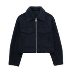 R&B | Kurze Wolljacke Scharfer Kragen Strukturiert und Warm