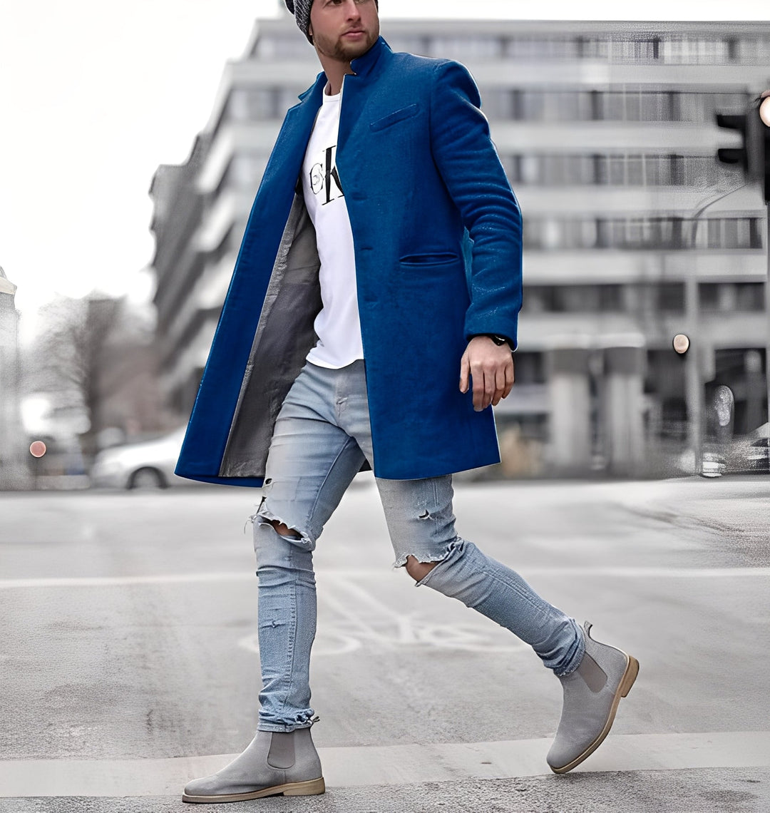 R&B | Lässiger langer Wollmantel für Herren