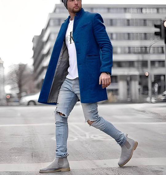 R&B | Lässiger langer Wollmantel für Herren