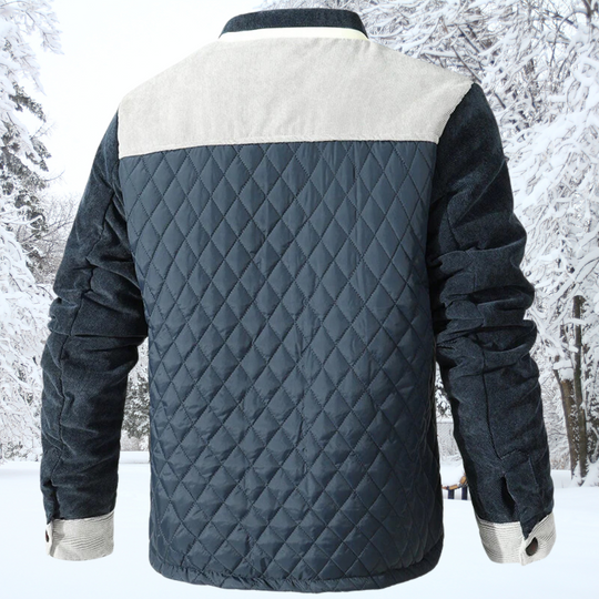 R&B | Gepolsterte Jacke Klassischer Kragen Knopfverschluss Kontrastierende Ärmel & Schultern