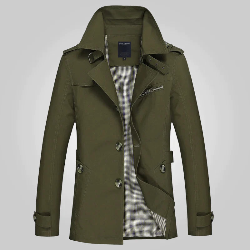R&B | Trenchcoat mit Stehkragen für Damen - Knopfdetails
