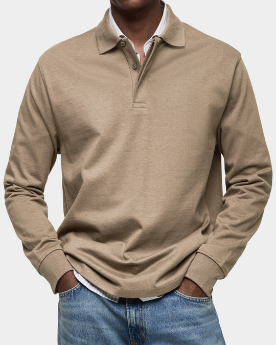 Herren Professionelles Langarm-Poloshirt