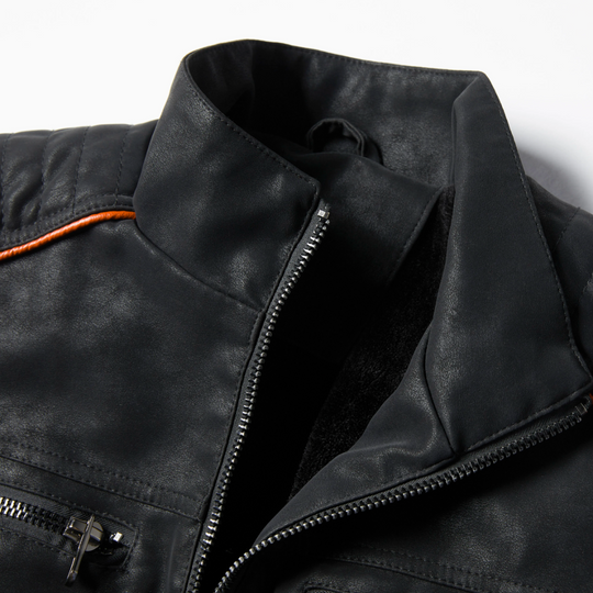 R&B | Herren Dick Gepolstertes Lederjacke
