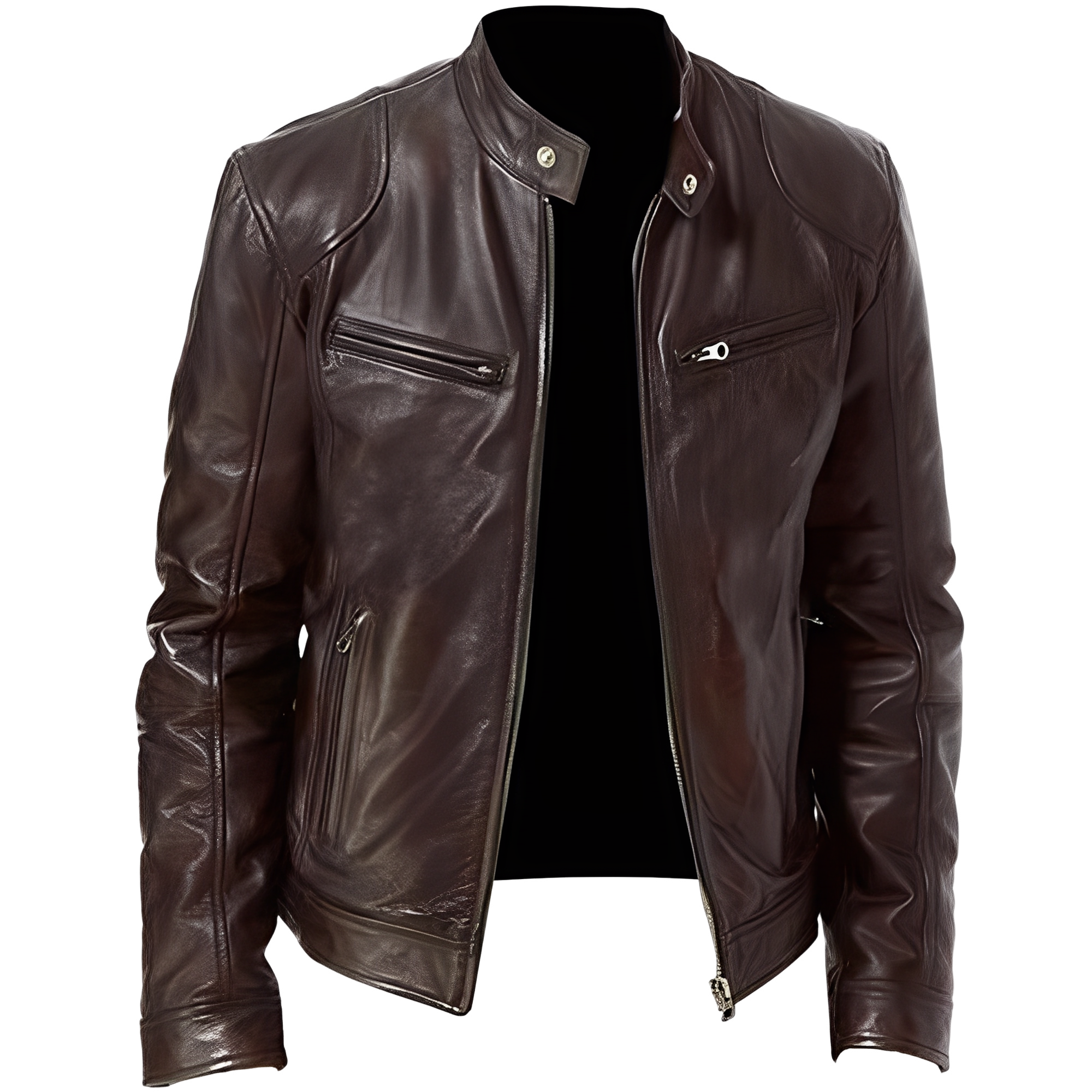 R&B | Lässige, figurbetonte Lederjacke für Männer