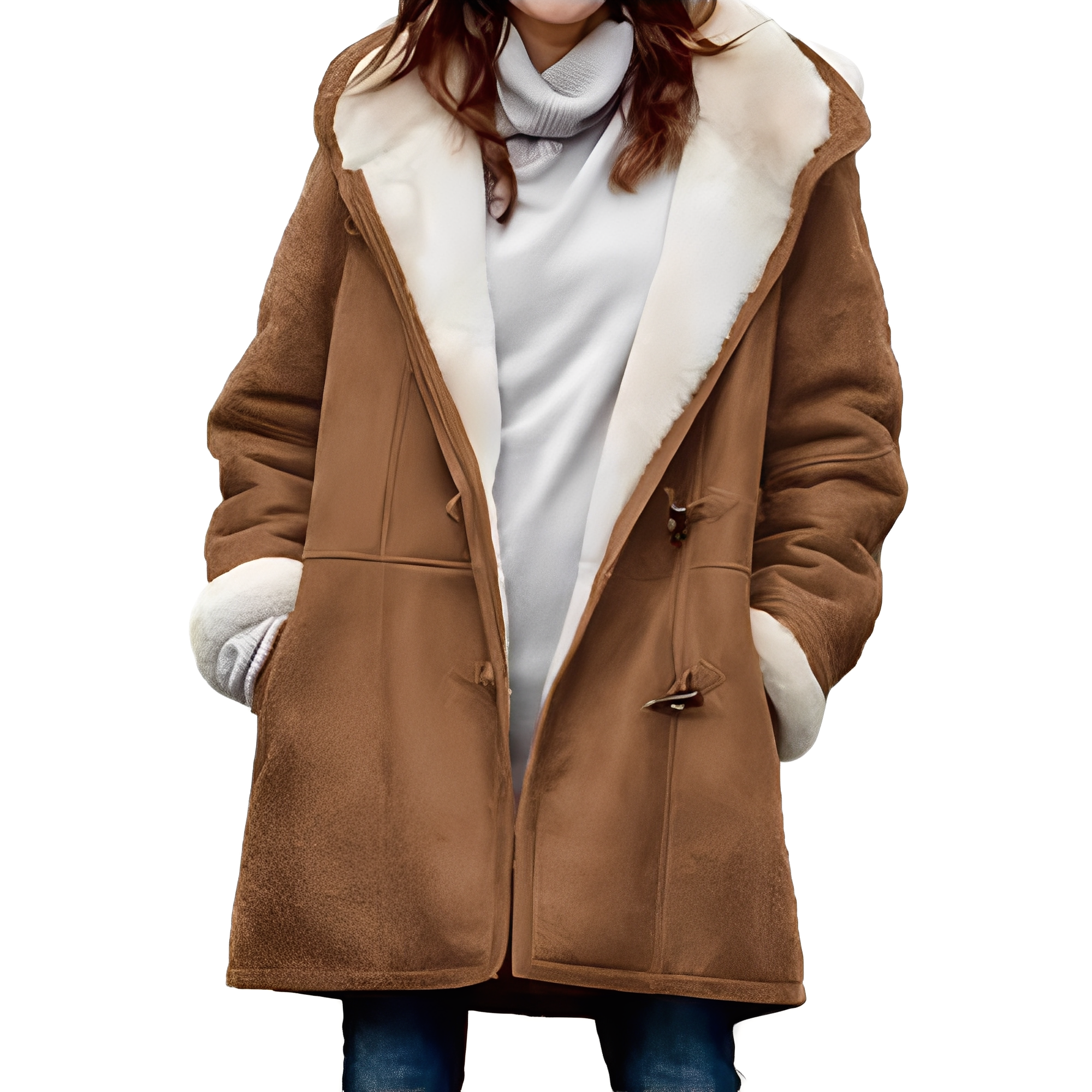 R&B | Lässiger Duffle-Mantel mit Kapuze für Frauen