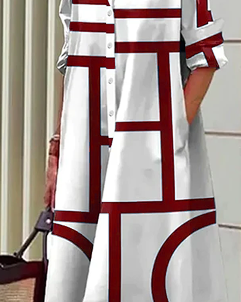 R&B | Kleid mit Taschen und Geometrischem Druck