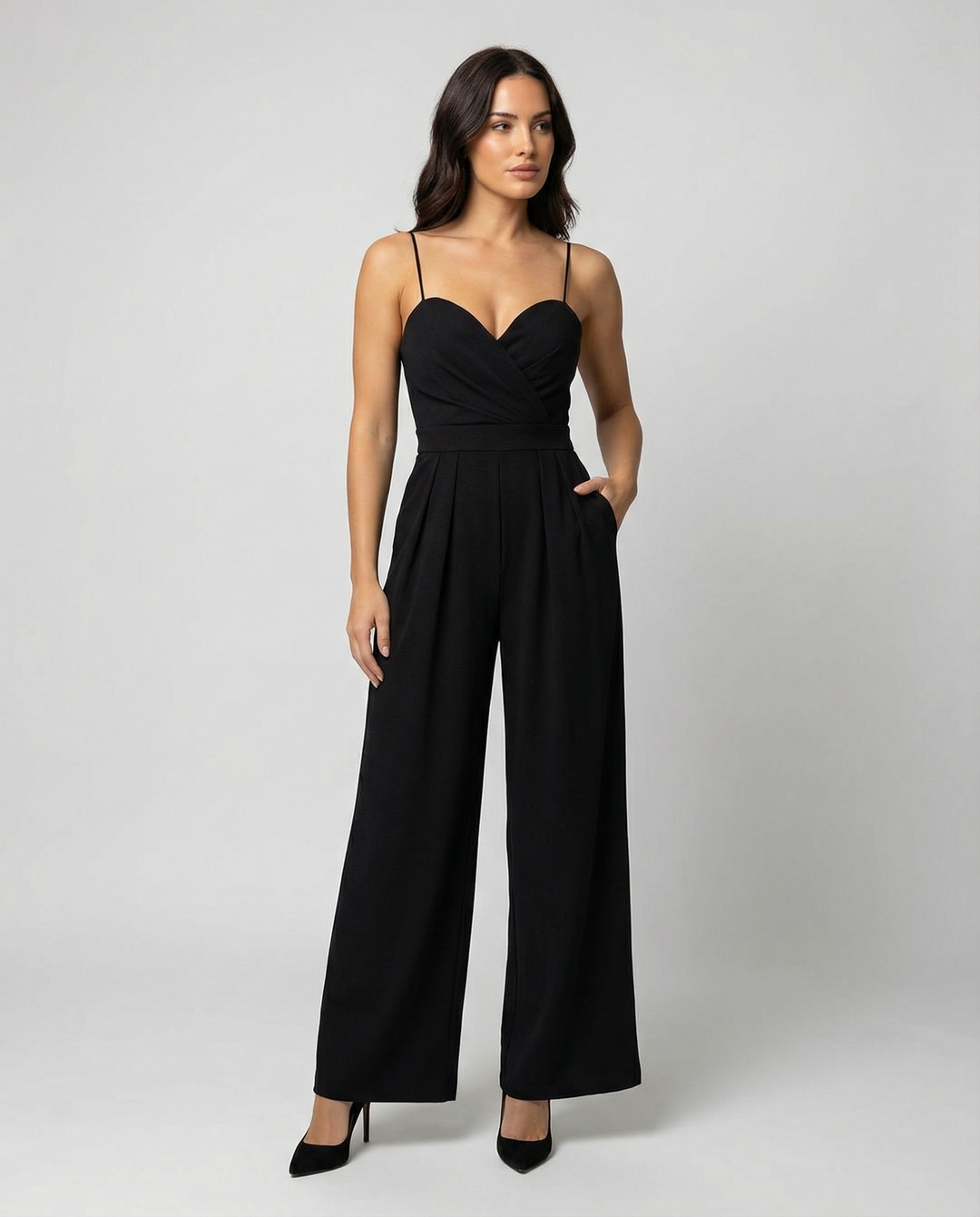 R&B | Damen Eleganter Fließender Jumpsuit mit Spaghettibändern für Festliche Anlässe