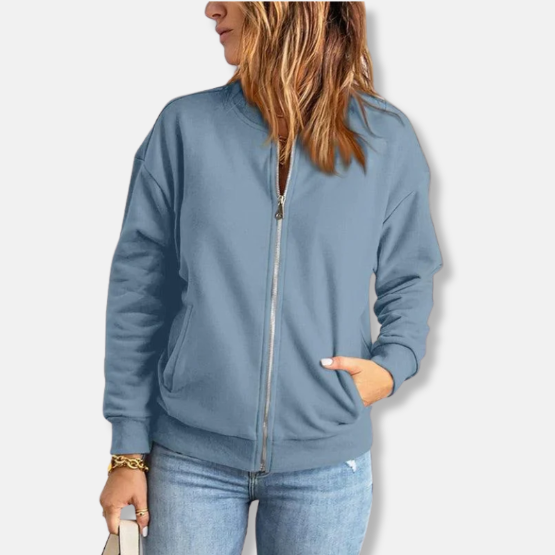R&B | Jacke Leichtes Design Lockere Passform Reißverschluss Rippkante Lässiger Look