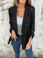 R&B | Blazer mit Stickerei und Ausschnitten Klassischer Schnitt Raffiniert und Einzigartig