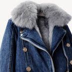 R&B | Kunstpelzgefütterte Denimjacke für Frauen