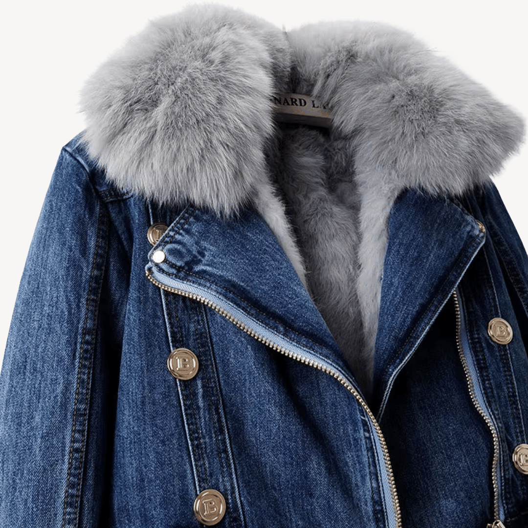 R&B | Kunstpelzgefütterte Denimjacke für Frauen