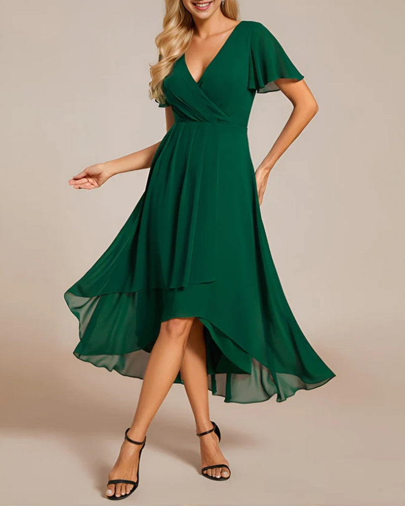 R&B | Kleid mit V-Ausschnitt und Rüschenärmeln