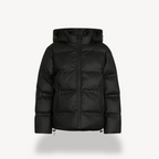 R&B | Damen Schwarze Kapuzen-Puffermantel Winter Polyester Jacke