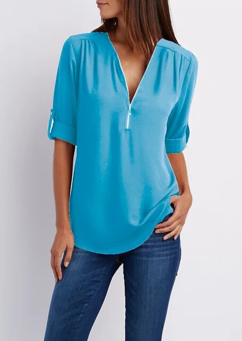 R&B | Chiffonbluse mit Reißverschluss