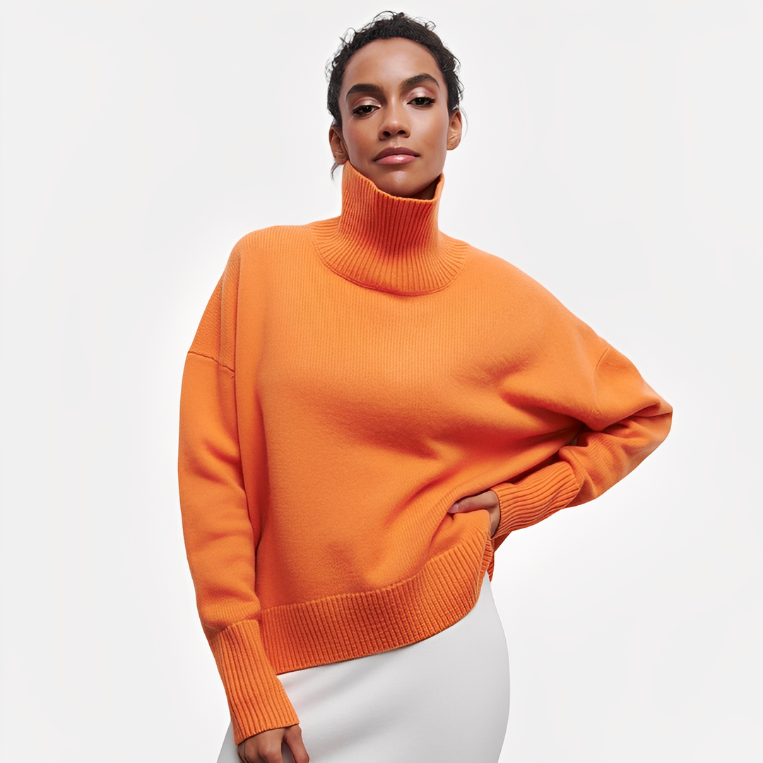 R&B | Damenpullover mit lässigem Schnitt und hohem Kragen