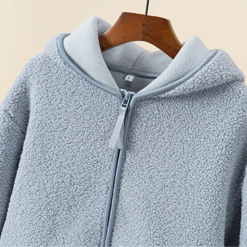 R&B | Kapuzenjacke mit Reißverschluss und Weichem Sherpa Stoff, Fleece Weste