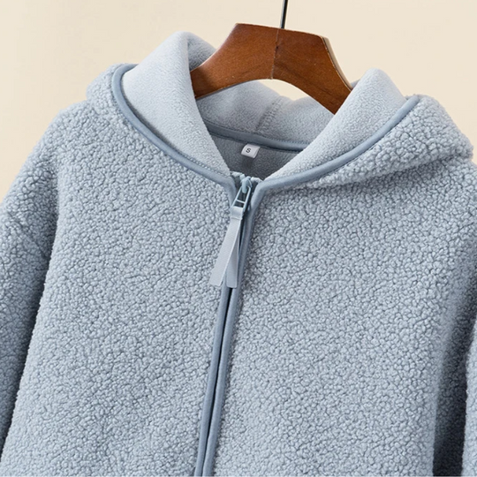 R&B | Kapuzenjacke mit Reißverschluss und Weichem Sherpa Stoff, Fleece Weste