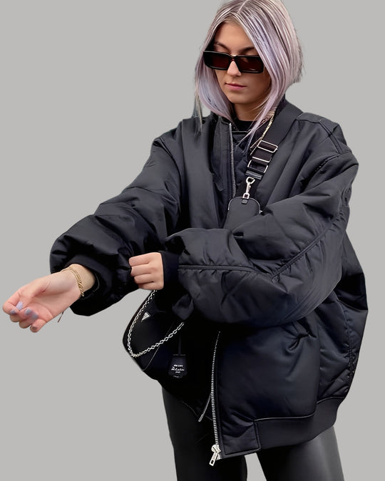 R&B Damen Oversize Bomberjacke mit Reißverschluss