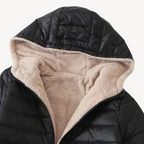 R&B | Damen Kapuzen-Puffermantel mit Sherpa-Futter
