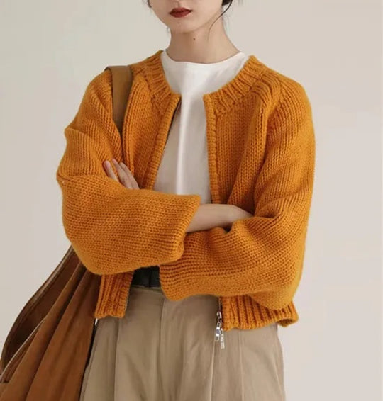 Damen Oversized Strickjacke mit Reißverschluss R&B