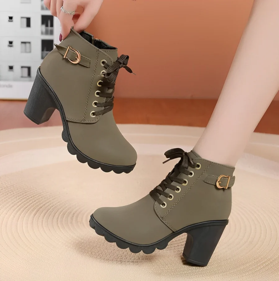 R&B | Damen Schnür-Stiefeletten mit Absatz und dicker Sohle