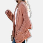 R&B | Woll Übergroßer Cardigan Gerippter Offener Fronttaschen Cardigan