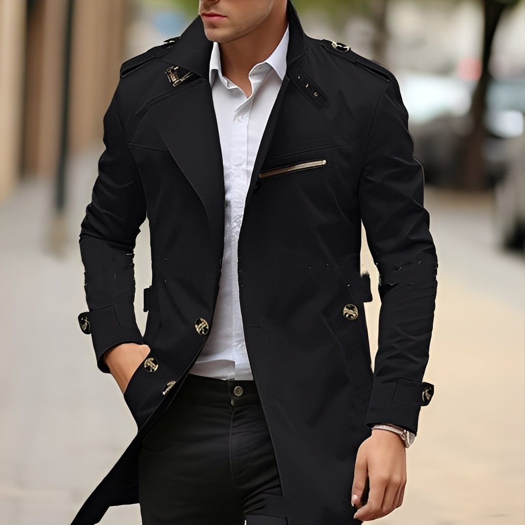 R&B | Eleganter Trenchcoat mit umgekehrtem Kragen für Männer