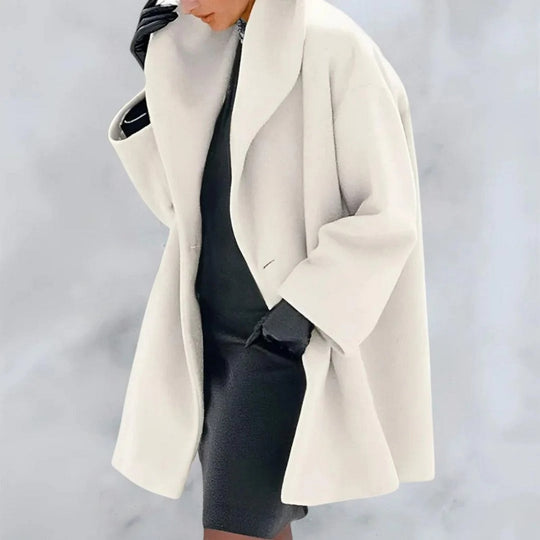 R&B | Eleganter warmer langer Wintermantel mit Knopfverschluss ideal für Herbst/Winter
