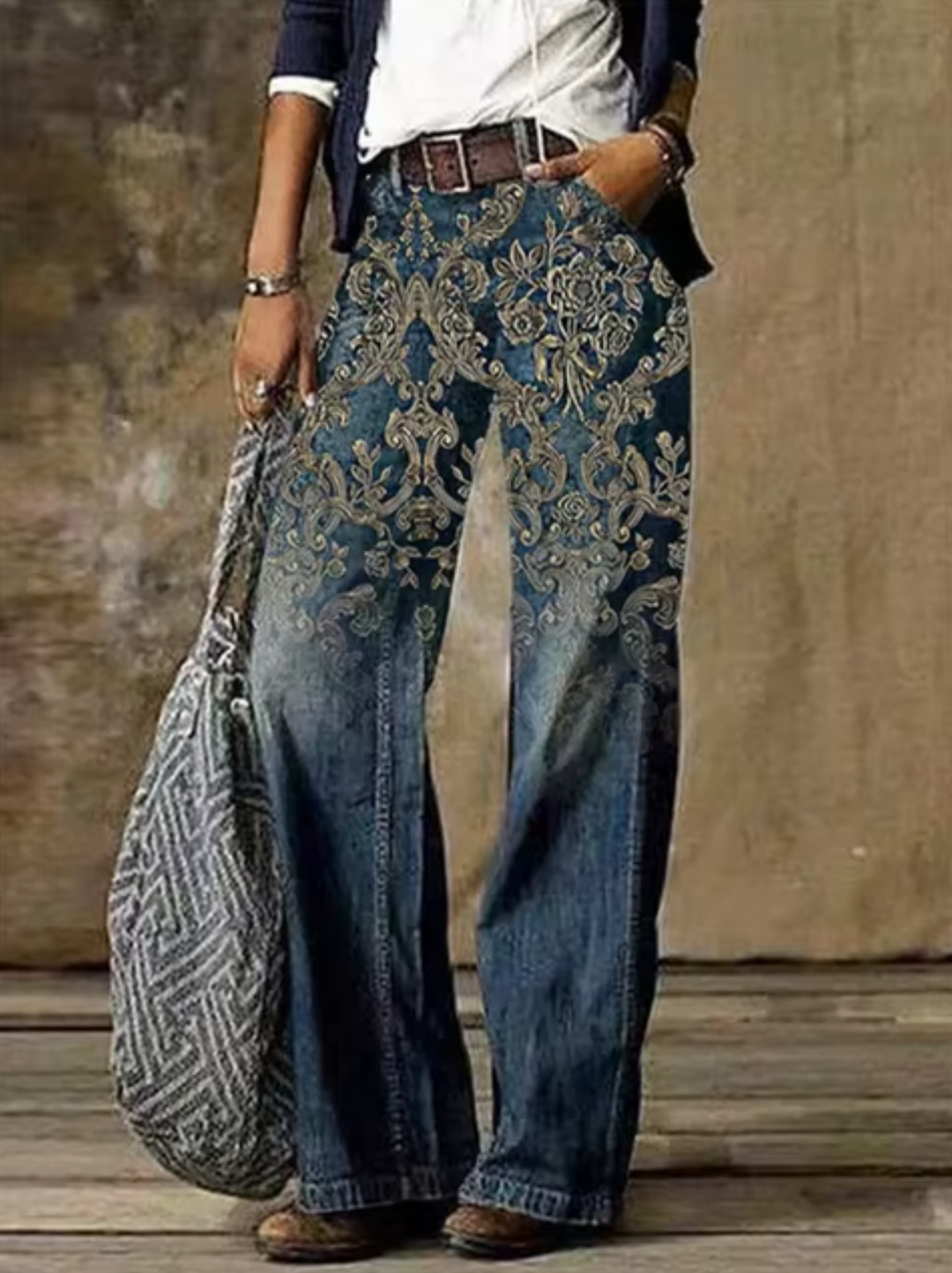 R&B | Bedruckte Baumwolljeans