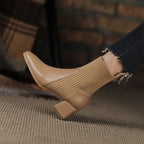 R&B | Stiefel mit Quadratischer Zehenpartie und Elastischen Stricksocken